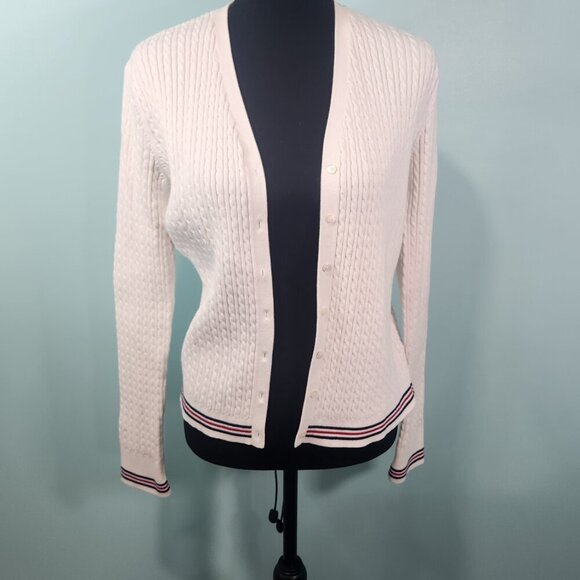 Ralph Lauren Sweaters - Ralph Lauren White Cable Knit Cardigan Sweater Large
Lot H